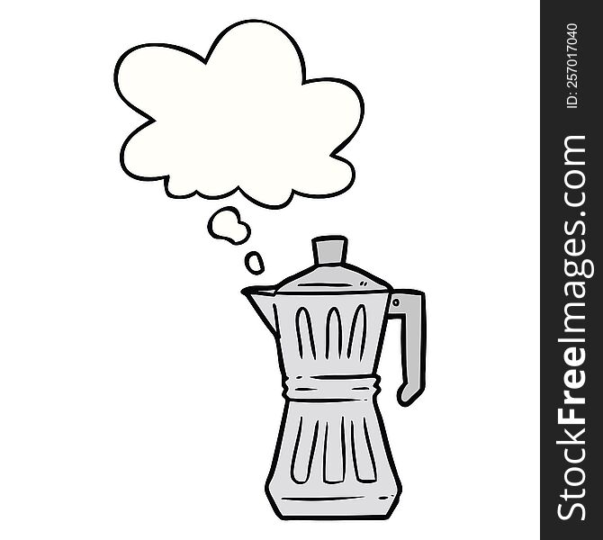 cartoon espresso maker with thought bubble. cartoon espresso maker with thought bubble