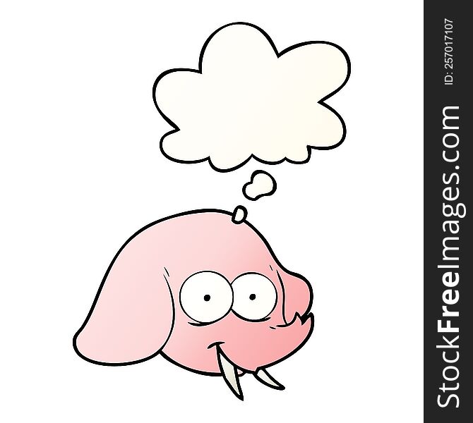 cartoon elephant face with thought bubble in smooth gradient style