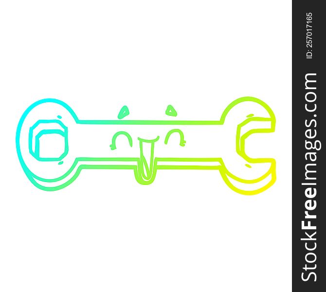 Cold Gradient Line Drawing Cartoon Spanner