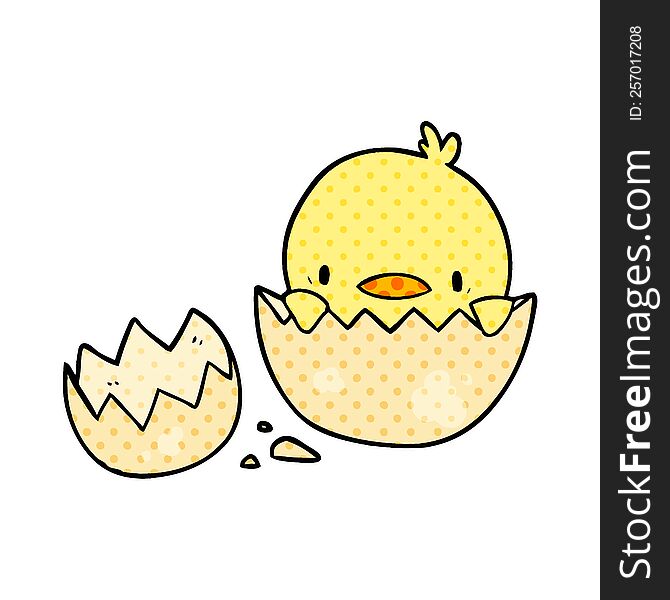 cute cartoon chick hatching from egg. cute cartoon chick hatching from egg
