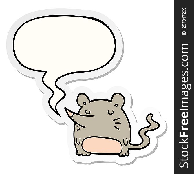 Cartoon Mouse And Speech Bubble Sticker