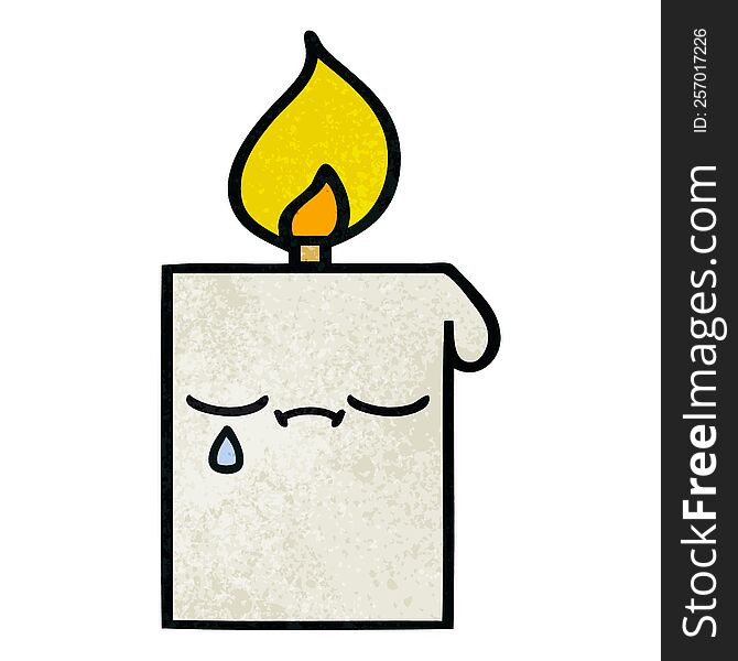 retro grunge texture cartoon of a lit candle