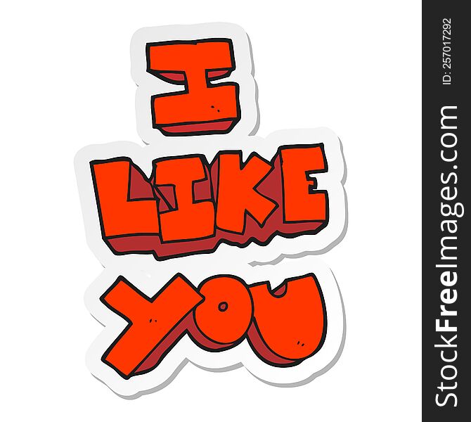 sticker of a I like you cartoon symbol