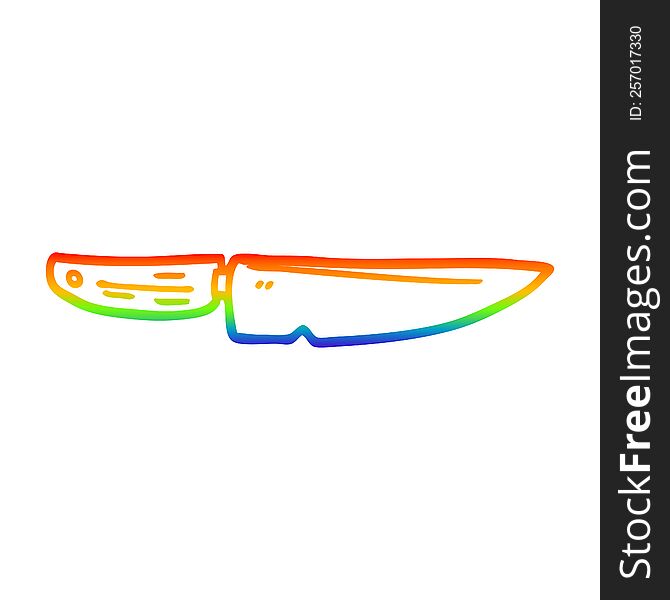 rainbow gradient line drawing of a cartoon chef knife