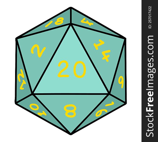 Natural 20 D20 Dice Roll Illustration