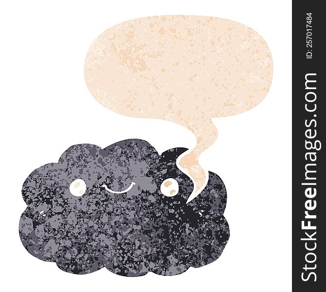 Cartoon Cloud And Speech Bubble In Retro Textured Style