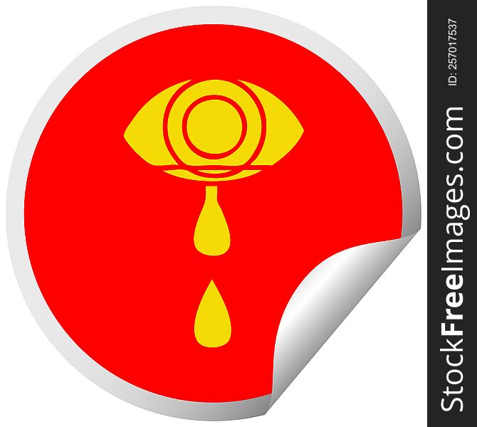 Circular Peeling Sticker Cartoon Crying Eye