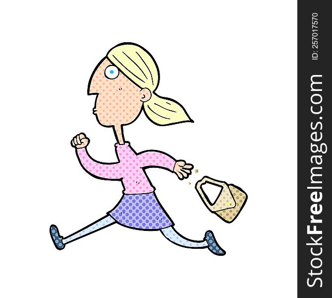 cartoon running woman stressed