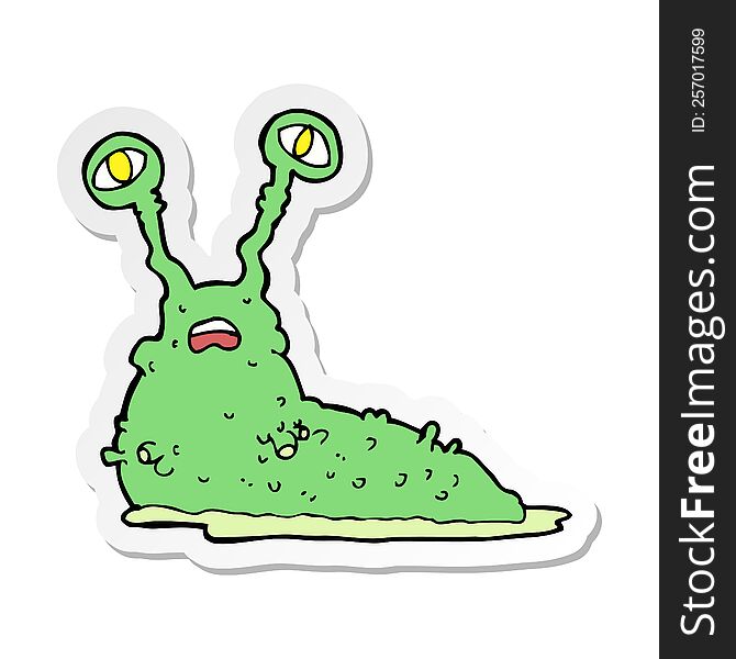 Sticker Of A Cartoon Gross Slug
