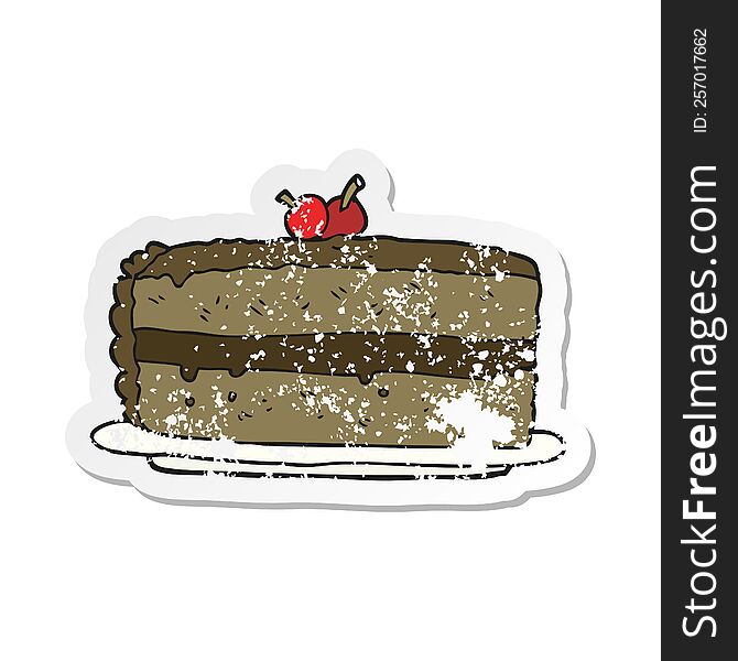Retro Distressed Sticker Of A Cartoon Cake