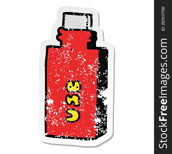 Distressed Sticker Of A Cartoon Flash Drive