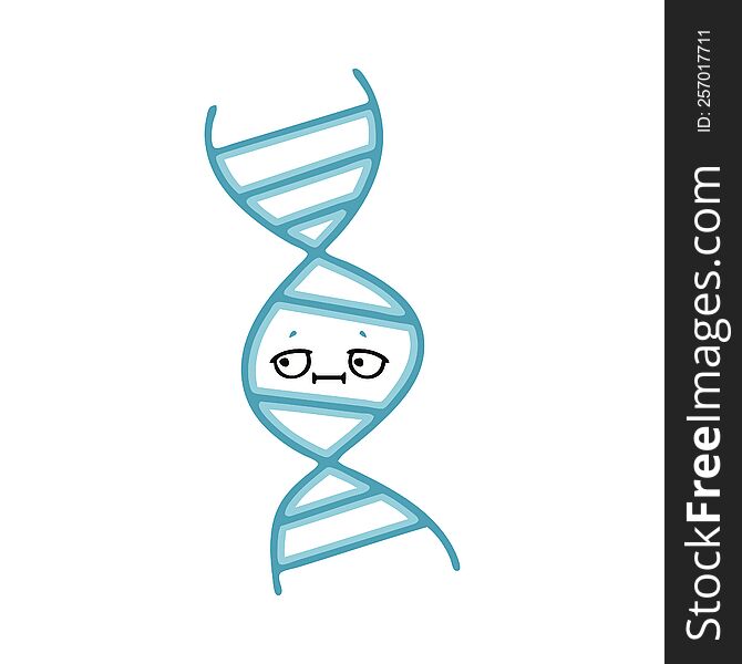 flat color retro cartoon of a DNA strand