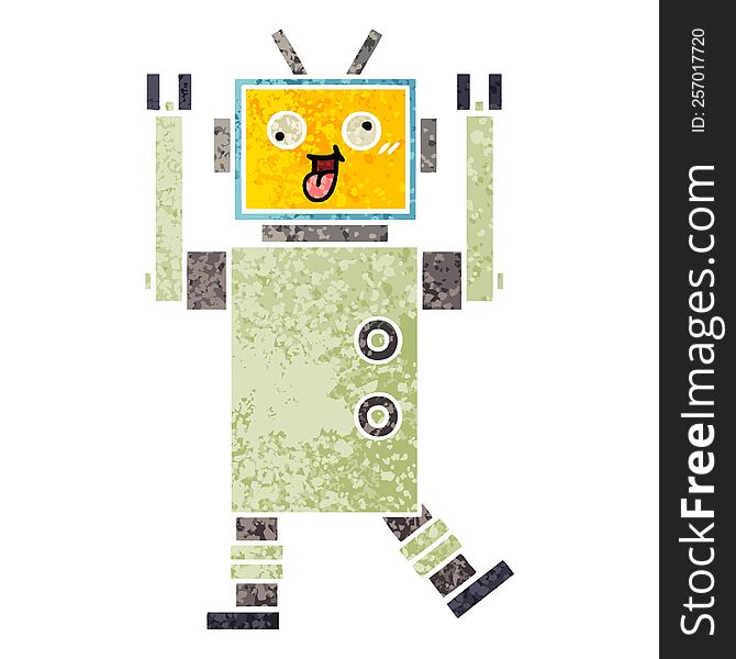Retro Illustration Style Cartoon Robot