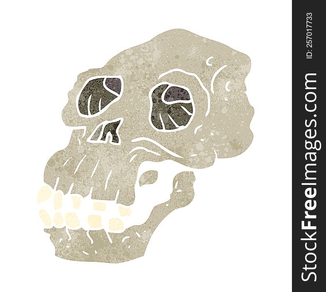 Retro Cartoon Ancient Skull