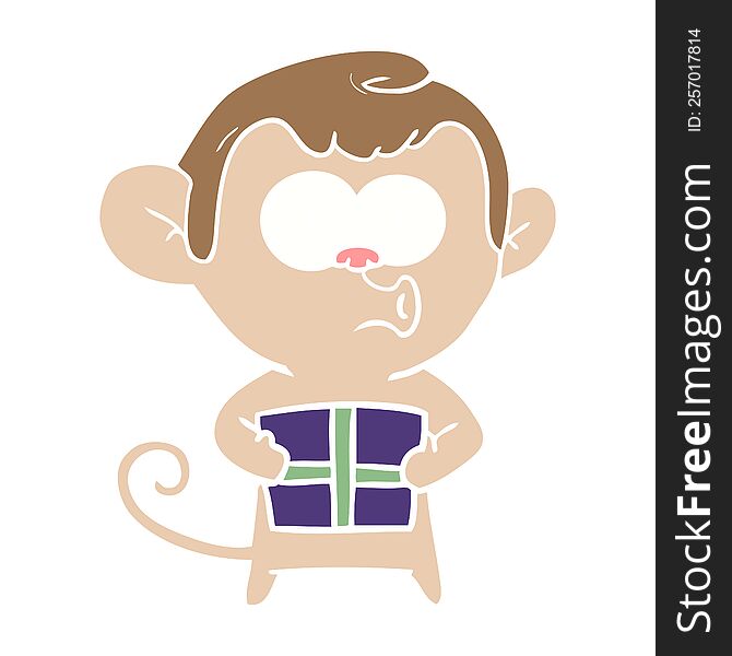 flat color style cartoon christmas monkey