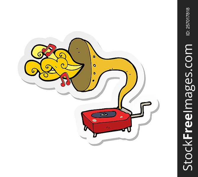 Sticker Of A Cartoon Gramophone