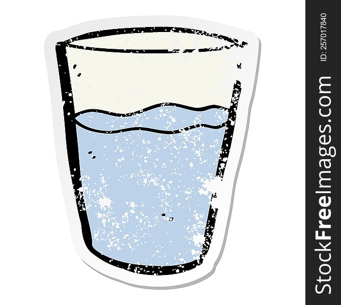 distressed sticker of a cartoon glass of water