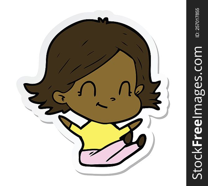 sticker of a cartoon friendly girl