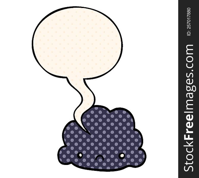 Cartoon Cloud And Speech Bubble In Comic Book Style