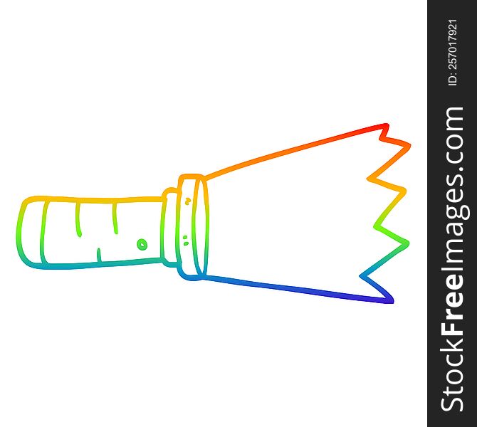 rainbow gradient line drawing of a cartoon lit torch