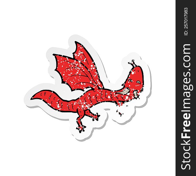retro distressed sticker of a cartoon little dragon