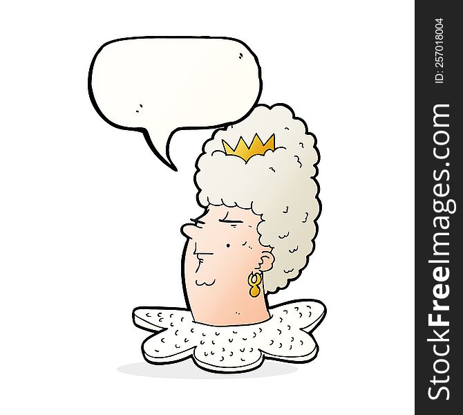 cartoon queen\'s head with speech bubble