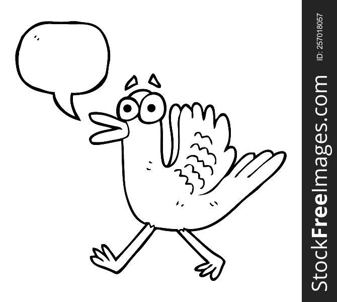 freehand drawn speech bubble cartoon flapping duck