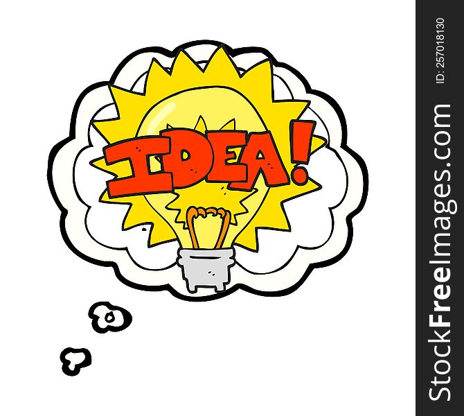 Thought Bubble Cartoon Idea Light Bulb Symbol
