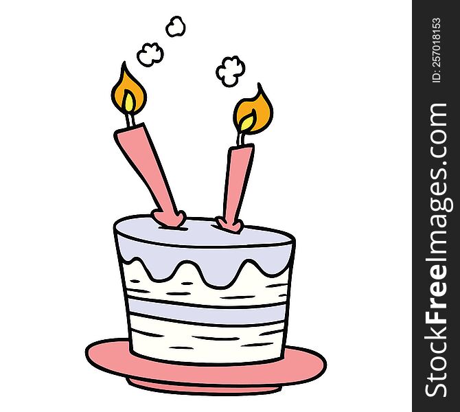 hand drawn cartoon doodle of a birthday cake