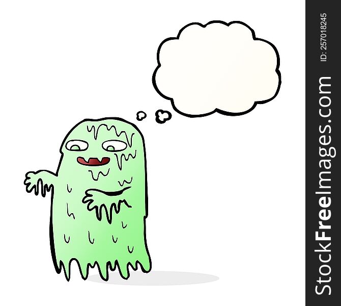 Cartoon Gross Slime Ghost With Thought Bubble