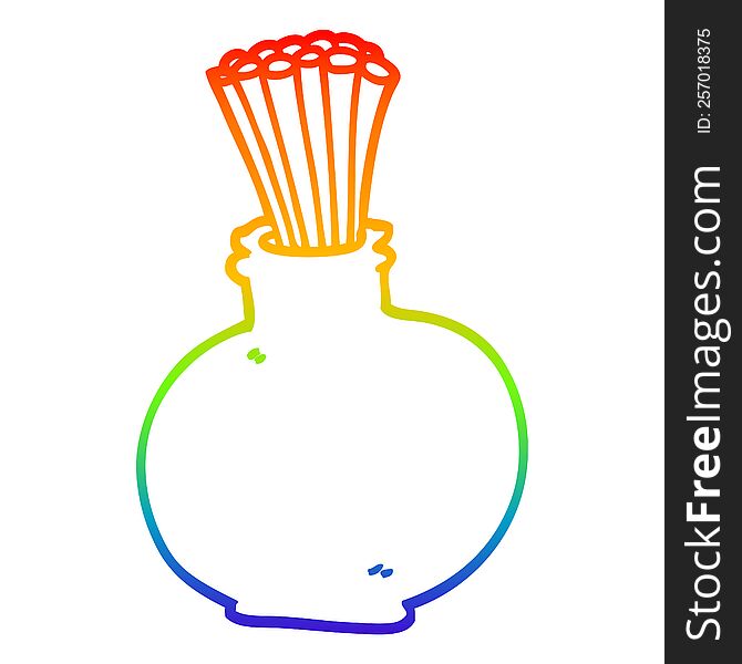 Rainbow Gradient Line Drawing Cartoon Jar Of Sticks