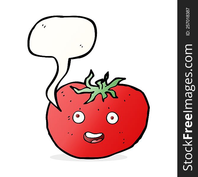 Cartoon Tomato With Speech Bubble
