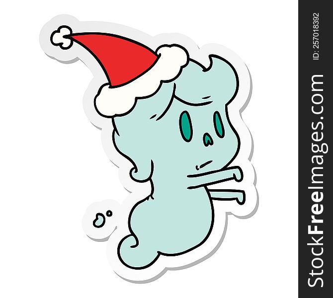 hand drawn christmas sticker cartoon of kawaii ghost