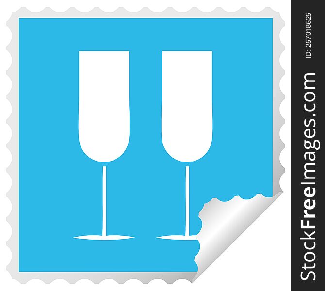 square peeling sticker cartoon champagne flutes