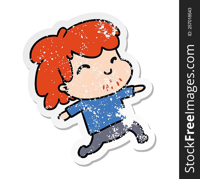 Distressed Sticker Cartoon Kawaii Boy With Stubble