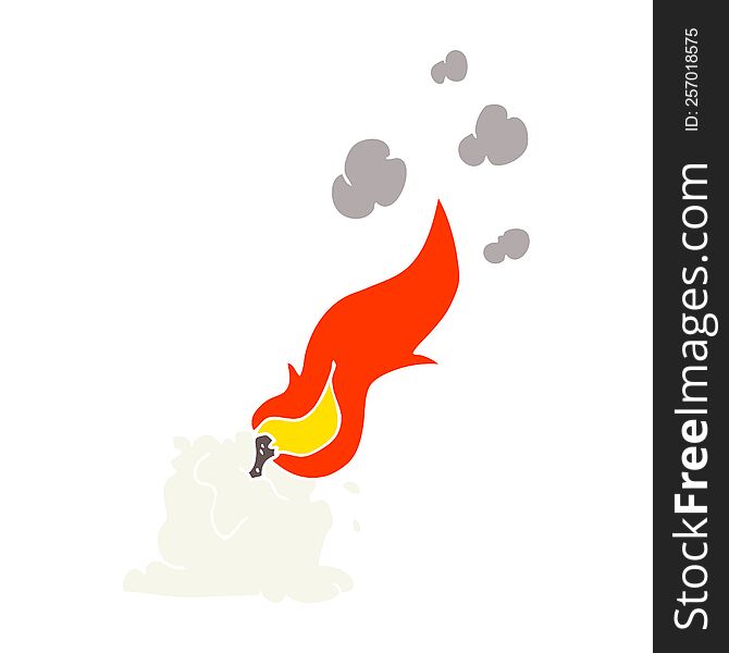 Flat Color Illustration Of A Cartoon Burning Candle