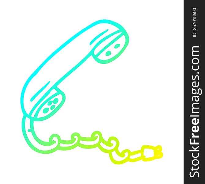 cold gradient line drawing of a cartoon telephone handset