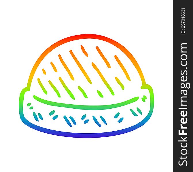 rainbow gradient line drawing of a cartoon winter hats