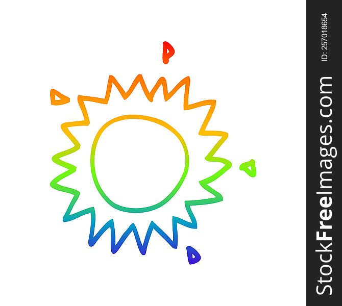 rainbow gradient line drawing of a cartoon sun