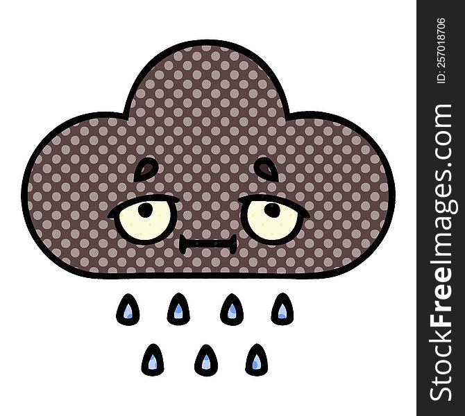 comic book style cartoon of a storm rain cloud