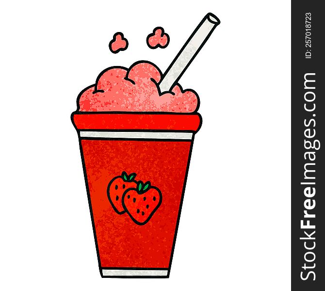 hand drawn quirky cartoon strawberry milkshake. hand drawn quirky cartoon strawberry milkshake