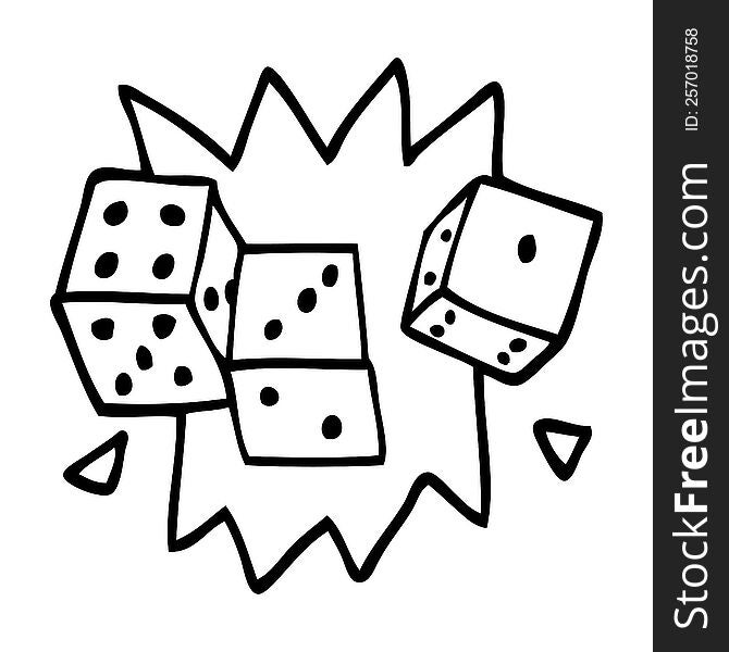 line drawing cartoon lucky dice