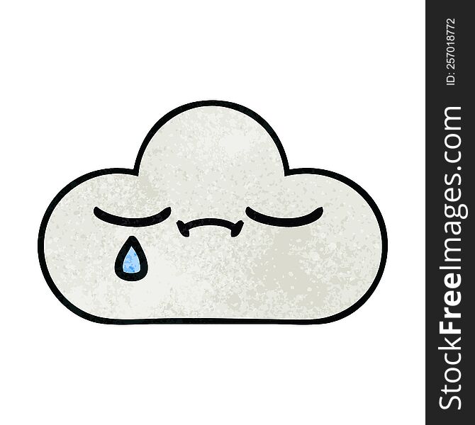 Retro Grunge Texture Cartoon Sad Cloud