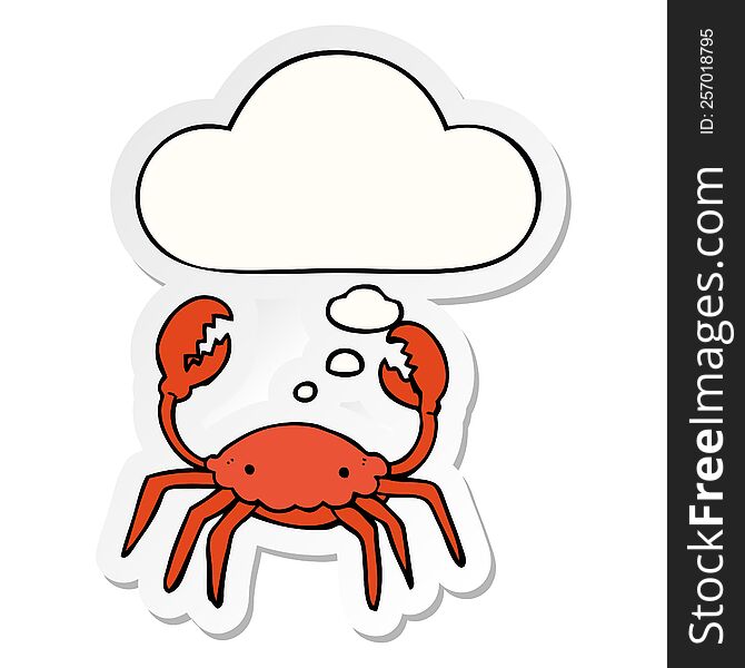 cartoon crab with thought bubble as a printed sticker