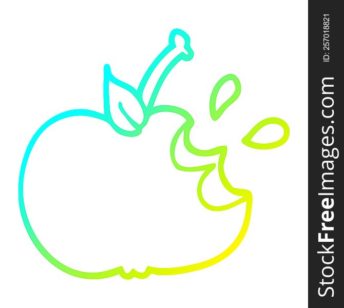 cold gradient line drawing cartoon juicy bitten apple