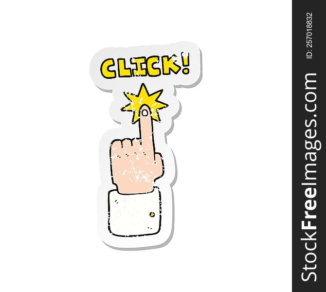 retro distressed sticker of a cartoon click sign with finger