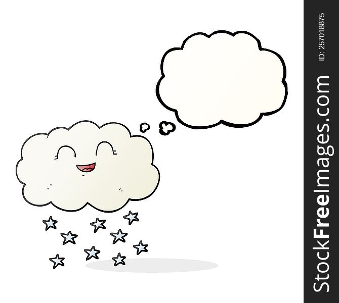 freehand drawn thought bubble cartoon cloud snowing