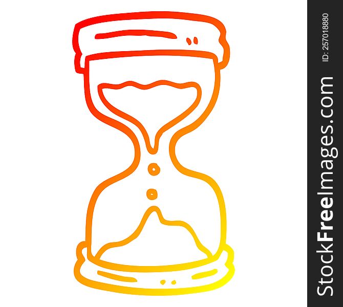 warm gradient line drawing of a cartoon hourglass