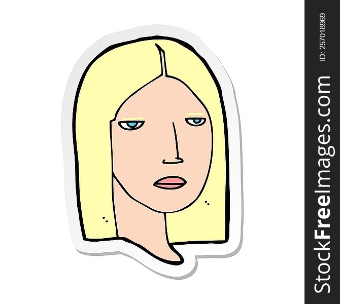 sticker of a cartoon serious woman