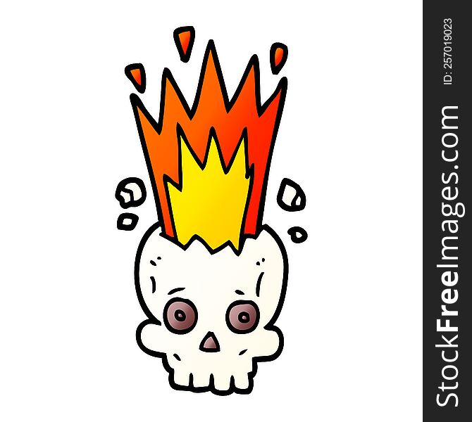 Cartoon Doodle Exploding Skull